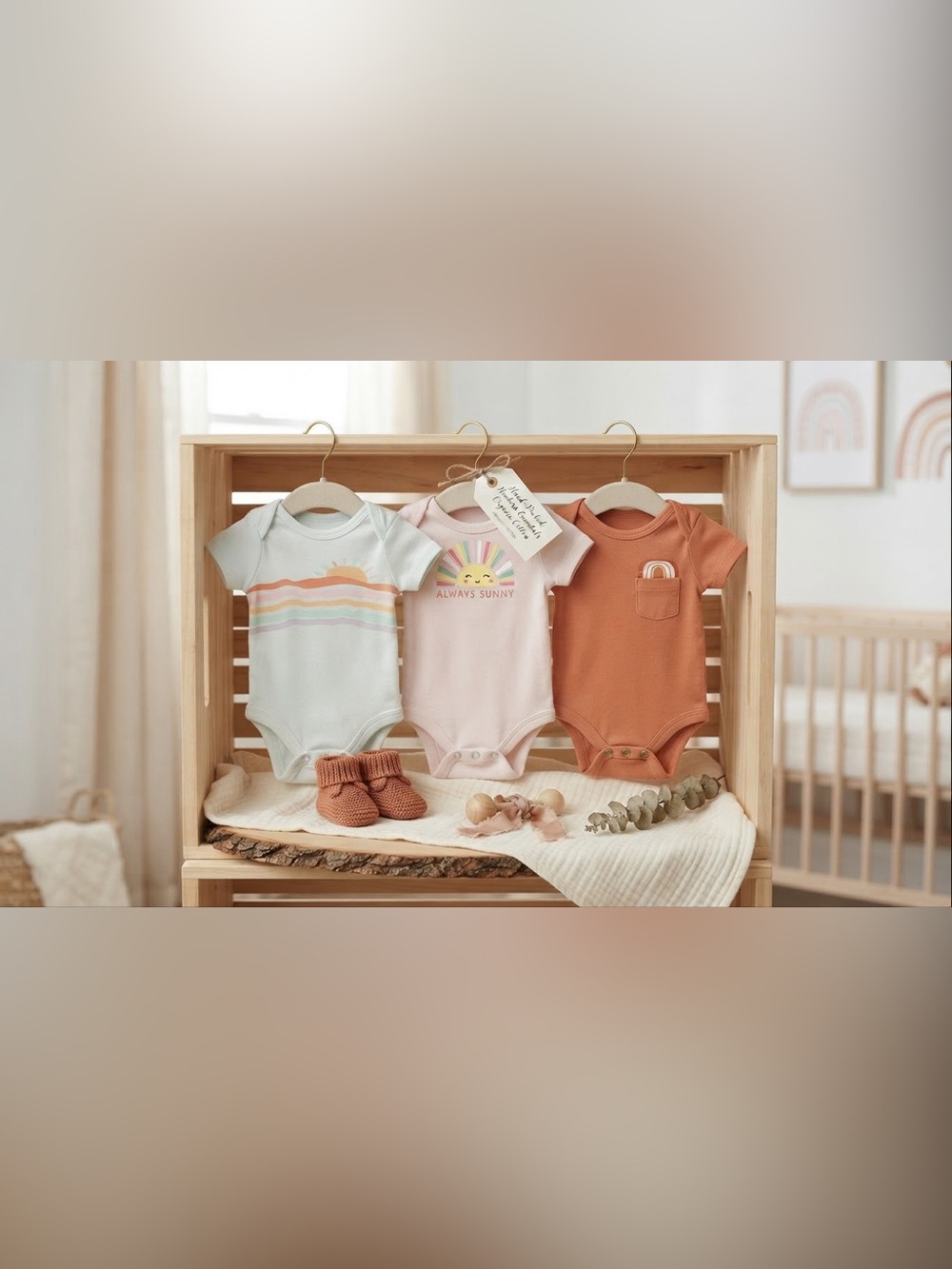 Pastel Blue, Pink & Rust Baby Onesies 3-Pack